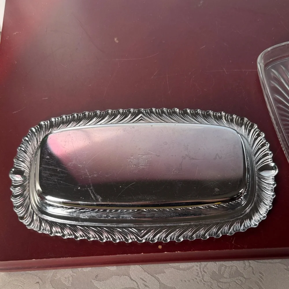 Vintage Irvinware Stainless Steel Butter Dish W/Glass Liner 1/4 Lb *Made In USA*